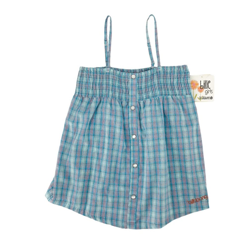 BILLIE GIRLS BY BILLABONG Plaid Snap Button Shirring Top